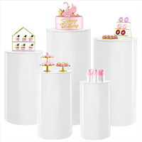 Cylindres décoratifs en plastique blanc pour table de desserts, mariages et fêtes d'anniversaire, supports de présentation pour gâteaux, pâtisseries et fleurs RL RL-PD001