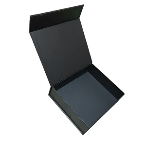 Kotak hadiah kustom cetak logo gratis desain harga grosir mewah kotak magnet hitam matte dengan sisipan