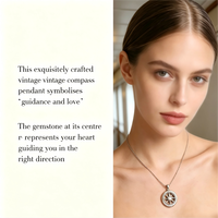 Collier Pendentif Boussole Étoile du Nord en Argent Sterling 925 Gravé avec Pierre de Naissance et Motif Amour, Bijou de Luxe FY, Cadeau de Saint-Valentin