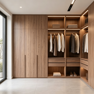 Armoire sur mesure élégante en bois naturel pour chambre à coucher, meuble de rangement en bois massif pour appartement et maison - Product Image 1