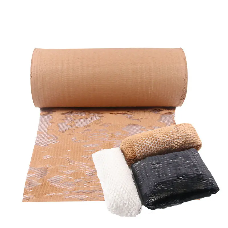 38cm*50m brown hex buffer cushion vellum kraft paper roll packing honeycomb craft packaging kraft wrapping paper honeycomb wrap