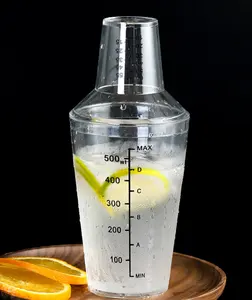 Agitateur à cocktail en plastique transparent, 500ml/700ml, OEM, bon marché, avec mesures