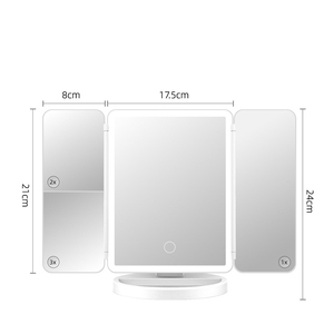 FYD makyaj aynası kabuk çevirme üç kat ayna masaüstü dönen depolama dolgu ışığı akıllı boy aynası toptan - Product Image 6