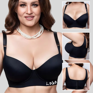 Reggiseno di fabbrica reggiseno di grandi dimensioni in Nylon lucido senza cuciture da donna Push-Up profondo V solido supporto reggiseno taglie forti <span class=keywords><strong>con</strong></span> <span class=keywords><strong>ferretto</strong></span> - Product Image 3