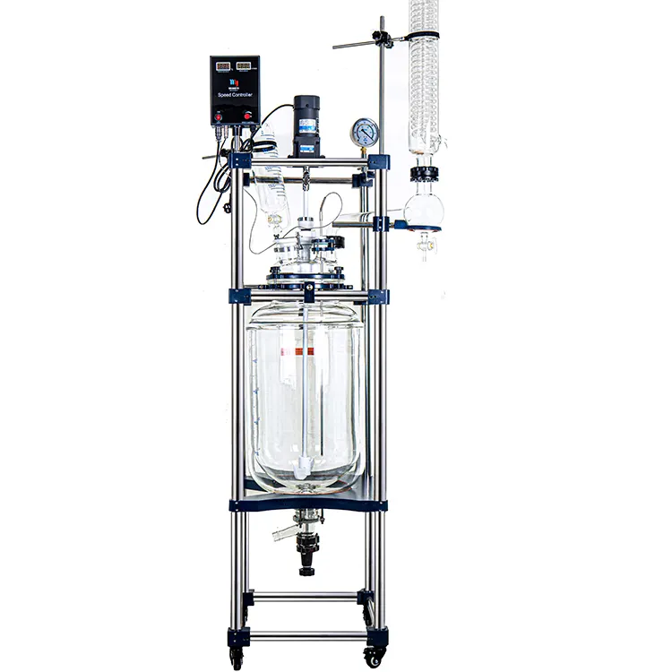 Fabrikant Directe Verkoop Druk Jacketed Chemische Glas Reactor 200l Met Top Buis