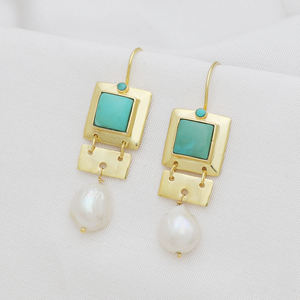 Navidad Venta caliente turquesa perla colgante moda gota pendientes personalizable mujer diseñador joyería - Product Image 2