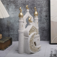 Décoration Ramadan 2026 : Plateau Blanc et Or, Chandelier, Dôme de la Kaaba, Mosquée Islamique, Ornement de Bureau en Résine – Livraison Directe
