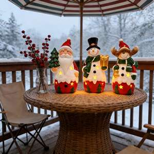 Luces <span class=keywords><strong>de</strong></span> Jardín <span class=keywords><strong>de</strong></span> Navidad con Forma <span class=keywords><strong>de</strong></span> Santa, Muñeco <span class=keywords><strong>de</strong></span> Nieve y <span class=keywords><strong>Reno</strong></span> Pintadas en Terracota - Adornos Decorativos para Jardín con Brillo LED - Product Image 3