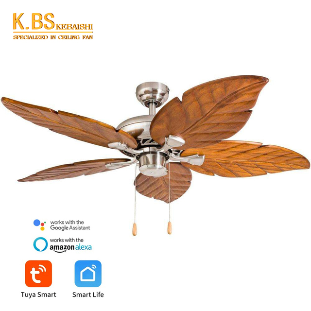 Antique Design Rosemary Tropical Living Room Fancy Decorative Lighting Retro 48inch Palm Blades Ceiling Fans