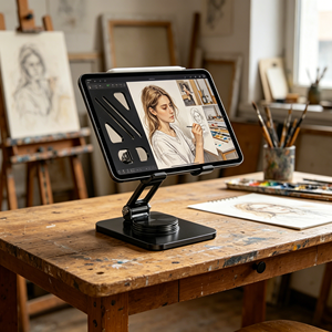 Portable Foldable Adjustable 360 Rotating Anti-Slip <b>Tablet</b> Stand Metal Mobile Phone <b>Holder</b> Cell Phone Stand <b>Holder</b> for Desk - Product Image 5