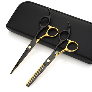 Tijeras de acero inoxidable para adelgazamiento, Juego de 11 piezas, diseño personalizado de alta calidad, color negro, venta al por mayor - Product Image 4