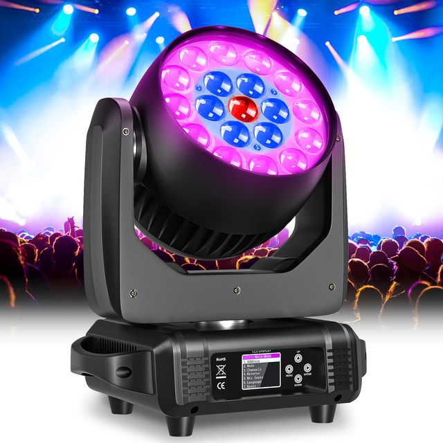 19X15W LED RGBW Wash Moving Head Lights with Zoom for Hotel Disco DJ Club Stage Lighting