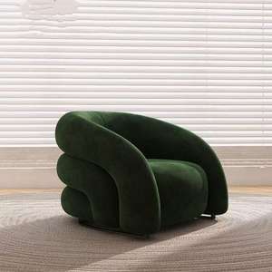 Fauteuil de salon simple et élégant, fauteuil en velours léger et luxueux, fauteuil individuel pour salon - Product Image 1