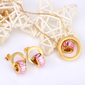 Conjunto de Joyería de Moda, Aretes y Collar de Acero Inoxidable con Diseño Geométrico, para Fiestas - Product Image 3