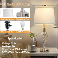 American Vintage Modern Simple Eco-friendly AC LED Lampe de table Lumière d'ambiance pour chambre à coucher Salon Haut de gamme Dimmable Warm White