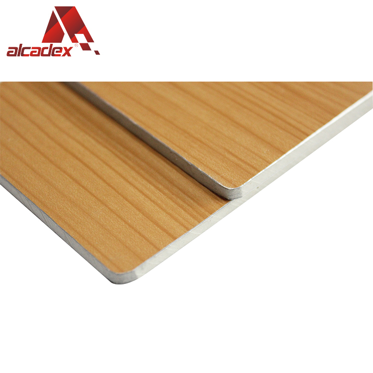 2-6mm conception de façade de mur rideau panneau en bois modèle en aluminium D'ACM composite panneau en plastique