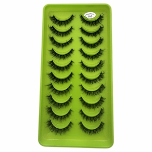 Faux cils synthétiques faits à la main en bande complète, cils courts et volumineux, 10 paires, fournitures de beauté, maquillage - Product Image 4