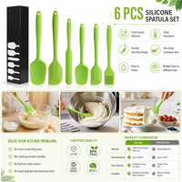 Ensemble de spatules en silicone réutilisables avec logo personnalisé, 6 pièces, OEM ODM, ensemble de grattoirs de cuisine