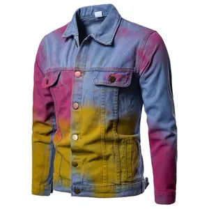Fashion Design High Quality Custom Men's Long Sleeve Paint Splash Denim Jacket