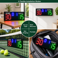 Tableau de score de tennis LED 48x18x2.3cm, caractères de 3 pouces, luminosité 3000cd, son 90dB, 1020g, charge USB Type-C, portable