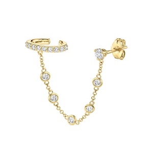 Gemnice Fashion 925 Sterling <strong>Silver</strong> <strong>Long</strong> Chain Luxury Rhinestone Ear Cuff <strong>Earring</strong> - Product Image 1