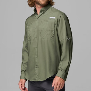 <span class=keywords><strong>Camisa</strong></span> de Pesca y Senderismo de Manga Larga para Hombre, Protección UV UPF 50, Color Sólido, Poliéster Personalizado, MOQ Bajo - Product Image 3