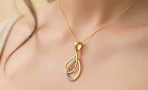 Colgante de Diamante Natural con Doble Lágrima en Oro de 14 Quilates, Joyería Fina Elegante en Oro Rosa, Blanco y Amarillo - Product Image 4