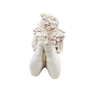 Statuetta di Cherubino in Resina Bianca Anticata, Sdraiato con Libro, Piccola Statua Decorativa di Angelo per Casa, Ufficio, Libreria, Giardino - Product Image 3