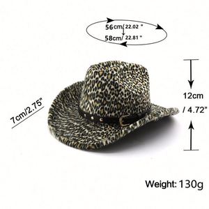 2025 Autumn Winter New Arrival Fashion Women Stylish Cosplay Leopard Print Cowboy <b>Hat</b> - Product Image 2