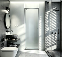 Cabine de douche élégante pour salle de bain, porte pivotante en aluminium avec verre trempé de 6/8 mm