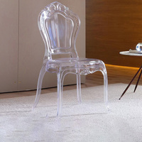 Chaise de mariage royale en acrylique transparent, chaise de banquet en plastique transparent, chaise de salle à manger en acrylique pour événements en plein air