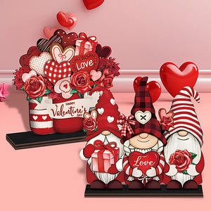 Valentine's Day Heart Rose Truck 6-Piece Wooden Craft <b>Ornament</b> - Valentine's Day Desktop Decoration - Product Image 2