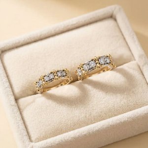 Anillo de Eternidad Xinfly de Oro Sólido de 18K en Dos Tonos con Diamantes Naturales, Diseño Floral Vintage AU750, Anillo de Aniversario Unisex - Product Image 6