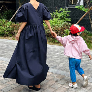 Robe d'été ample grande taille Jupe de poupée série Sen Col en <span class=keywords><strong>V</strong></span> Tempérament amincissant Robe longueur genou - Product Image 3