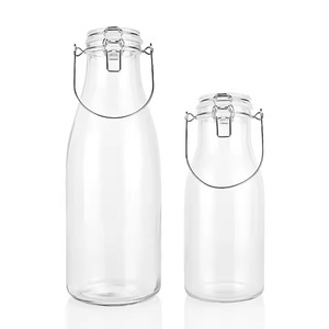 Bán buôn 1L 2L Swing Top chai thủy tinh lớn rõ ràng nước trái cây sữa bia chai thủy tinh với clip kẹp nắp - Product Image 3