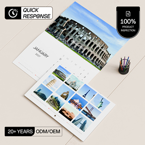 Agenda Personalizada 2027 con Edificios Emblemáticos, Impresión a Color <span class=keywords><strong>de</strong></span> 12 Meses, Logotipo Personalizado para <span class=keywords><strong>Supermercados</strong></span> y Comercios - Product Image 1