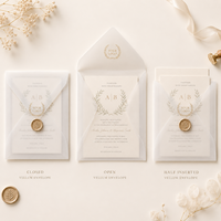 Enveloppes en vélin translucide estampées à chaud avec cartes de remerciement personnalisées pour suite d'invitations de mariage de luxe, enveloppes pour cartes RSVP