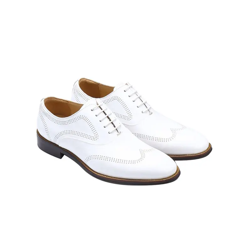 New Styles Casual Dress Fashion Simple Design Non-slip Lace-up Men's Formal Shoes Genuine Leather White Dress Shoes For Men