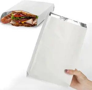 Kích thước tùy chỉnh thiết kế mới Túi giấy Kraft lót giấy nhôm cho bánh hamburger bao bì Hot Dog túi bánh sandwich mỡ bằng chứng
