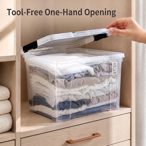 35L <strong>Clear</strong> Plastic Storage Box with Latch Lid Stackable Transparent Bin for Clothes Home Organization Large Capacity <strong>Container</strong> - Product Image 5