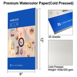 Tampon pour aquarelle 30 feuilles 9x12 en 140lb 300gsm, presse à froid, pages gratuites, papier couleur <span class=keywords><strong>eau</strong></span> bleue, tampon de peinture professionnel - Product Image 2