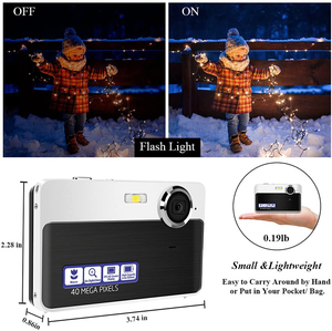 Kamera Vlogging 40MP 1080P untuk Anak Pelajar, Zoom 16X AF Makro, Layar IPS 2.4", Anti-Goyang, Filter, <span class=keywords><strong>Mini</strong></span> USB, 600mAh - Product Image 3