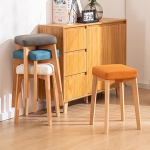 Chinese-style Minimalist Solid Wood Square <b>Stool</b> Stackable Space-saving Eco-Friendly Home Hotel Living Room Coffee Shops - Product Image 2