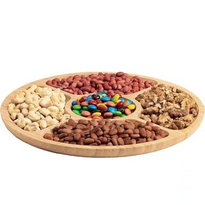 Bamboo Fruit And <b>Snack</b> <b>Tray</b> Five Compartment Dessert Party Serving <b>Tray</b> Natural Wood Color Residential Use - Product Image 3