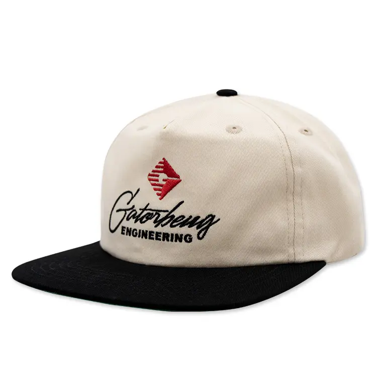 Qianzun oem 2 tone two tone 100% cotton 5 panel embroidery logo custom vintage unstructured snapback cap