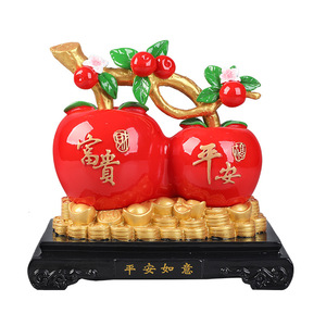 Painted Apple <b>Ornament</b> Resin Feng Shui Decoration For Entryway Chinese New Year Gift - Product Image 5