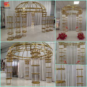 Chuppah dorée de luxe lisse hauteur réglable mariage Mandap acrylique clair Mandap arc de mariage décoration - Product Image 5