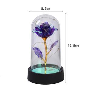 Rose créative <span class=keywords><strong>fleur</strong></span> artificielle couvercle en <span class=keywords><strong>verre</strong></span> feuille d'or étanche réaliste saint valentin nouvel an noël ornement de bureau - Product Image 5