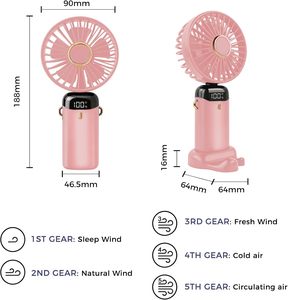New <b>Foldable</b> Digital Fan - Portable Neck/<b>Desk</b> Fan with Lanyard & Custom Logo for Dorm/<b>Office</b>/Outdoor - Product Image 5