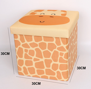 Tabouret de rangement en forme de <span class=keywords><strong>girafe</strong></span> mignon avec siège rembourré doux, tabouret pour enfants, tabouret en éponge et polyester pour salon et chambre à coucher - Product Image 4